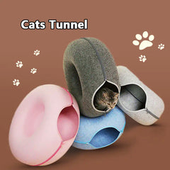 3-in-1 Interactive Cat Bed, House, & Tunnel